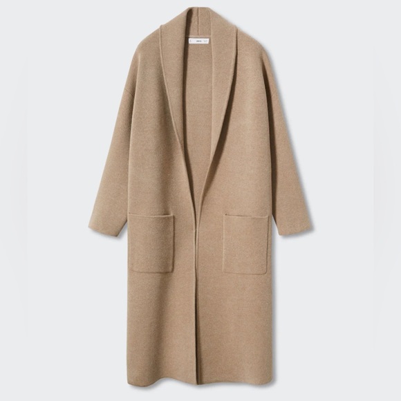 Mango Sweaters - Mango Oversized Camel Knitted Cardigan, Small - NEW